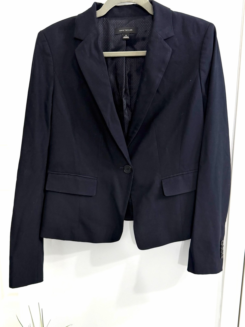 Ann Taylor Navy Single-Button Tailored Blazer